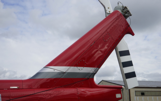 Vertical fin cover on bell helicopter sideview